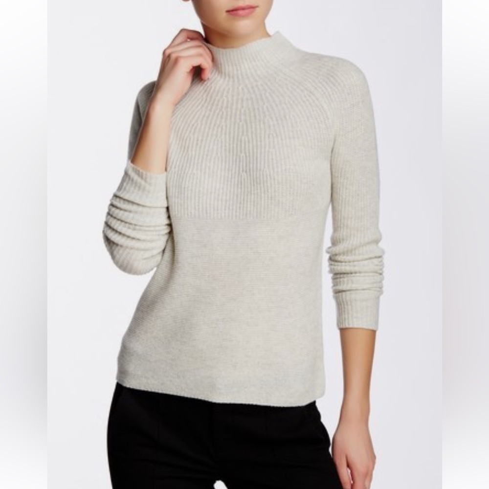 Vince Cashmere Sweater Directional Rib Mock Neck Size L